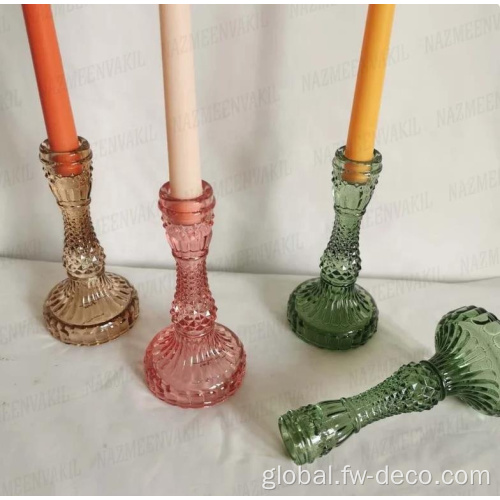 Glass Candlestick Holders Retro colored Tapered Glass Candlestick Candle Holders Manufactory
